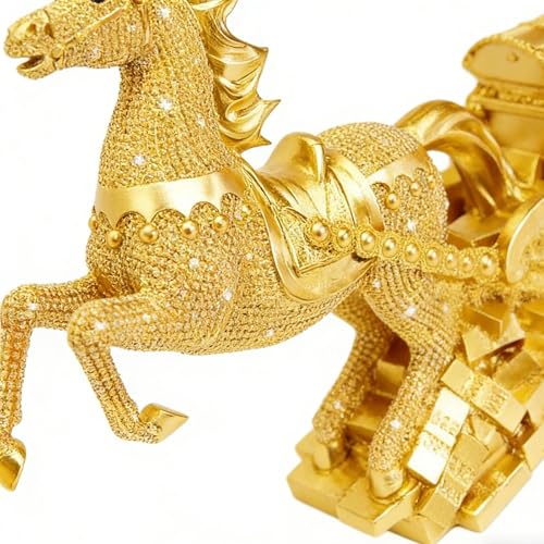 Statue de bureau année du cheval en résine aux finitions sculptées - 8