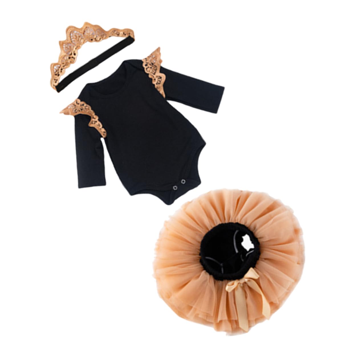 Didiseaon Set of Baby Girls Headband Suit Black Long Sleeve Stylish Dress for Girls