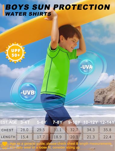 Boys Rash Guard Short Sleeve Swim Shirt UPF 50+ Sun UV Protection Kids Youth SPF Surfing Water Beach Swimwear Top Quick Dry2