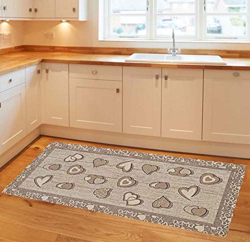 Tappeto Suardi Passatoia Cucina Bagno Modello LOVELY col Tortora Made in Italy (55x80)