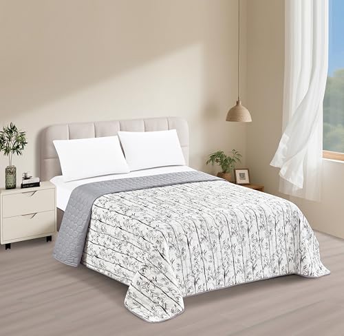 DH DREAMER HOME Colcha Bouti Reversible Estampada para Cama 90-105 de Dibujo Estampado Tamaño 180 x 260 cm - Edredón Ligero de Entretiempo, Cubrecama Decorativo Suave y Transpirable para Dormitorio