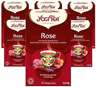 Yogi Tea, Rose, Organic Herbal Tea, Blend of Rose Petals, Hibiscus and Lavender Flowers, 6 Packs x 17 Tea Bags (102 Teabags Total)