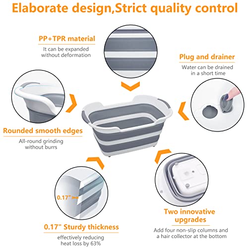 7.1 Gal/27L Multipurpose Collapsible Pet Bathtub Upgraded with Drainage Hole and Pet hair collector for Bathing/Shower, Portable Laundry Basket-Foldable Bathing Tub-Storage Organizer. 7.1 Gal/27L Multipurpose Collapsible Pet Bathtub Upgraded with Drainage Hole and Pet hair collector for Bathing/Shower, Portable Laundry Basket-Foldable Bathing Tub-Storage Organizer.
