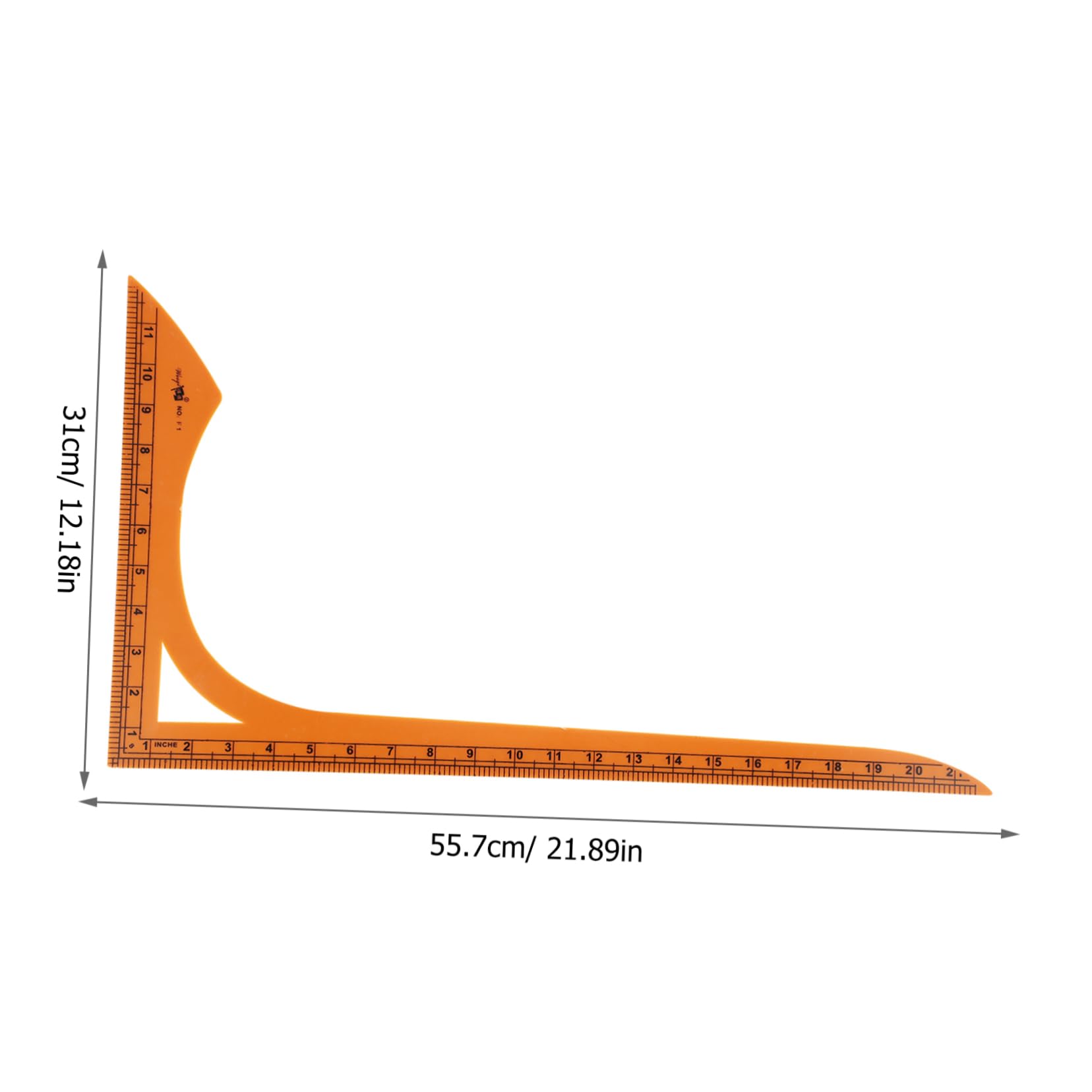 Regla de Corte en Forma de L Grande para Costura y Sastrería | Plástico Naranja, Doble Escala y Ángulo Recto, Superficie Lisa sin Rebabas, Uso Personal y Profesional