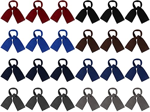 24 Pieces Winter Scarves in Bulk Men Women Polar Fleece Scarves Warm Winter Tassel Scarf Homeless Care Gift Unisex Christmas