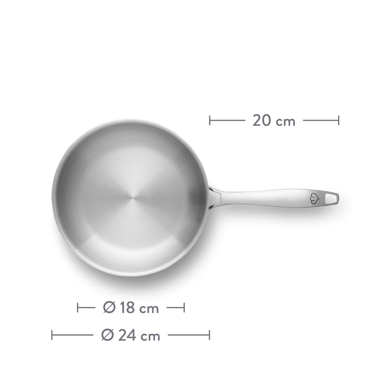 Patelnia ze stali nierdzewnej 24 cm ze szklaną pokrywką, indukcja, patelnia ze stali nierdzewnej niepowlekana, nadaje się do piekarnika