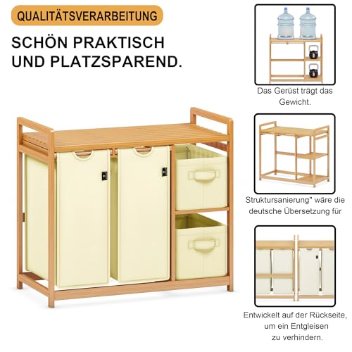 Meuble de rangement linge 140l avec structure noble en bambou - 5