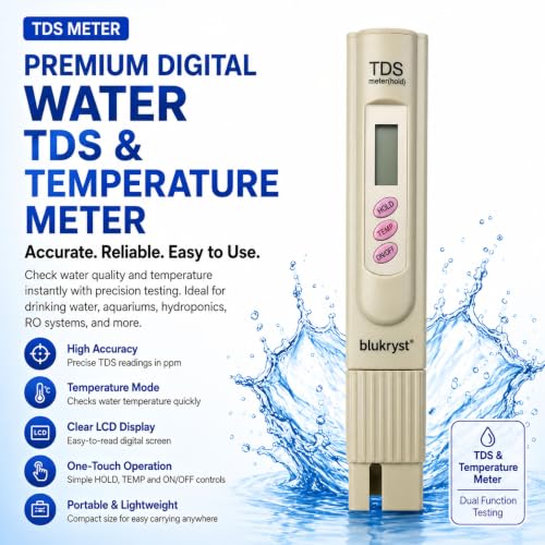 Image of TDS Meter for Water Testing 0-999 ppm LCD Display With Temperature Mode | TDS Meter For Water Testing Best Quality With ±2% High Accuracy | TDS & Tempreature Checker For Water Switch Mode Button