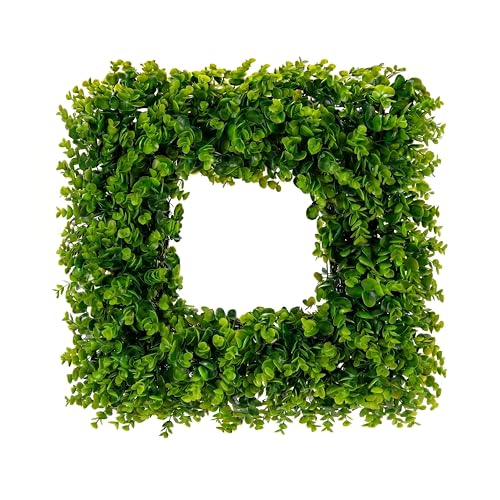 Boxwood Wreaths for Front Door Decor 20 Artificial Greenery Square Wreath Decorations for Spring Summer Home Door Window Outside Wall Indoor Outdoor Porch and Birthday Wedding Party