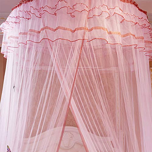 Wifehelper Ademend Ronde Luifel Kant Prinses Stijl Klamboe Bed Gordijn Netting Home Slaapkamer Decor (Roze) - Image 6