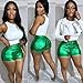 KANSOON Leather Shorts for Women High Waisted Patent Leather Skinny Shorts with Pockets Green M