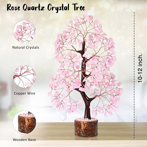 Image of Crocon Rose Quartz Crystals Tree, Birthday Gifts for Women & Men, Pink | Decor for Shelf, Healing Crystals Spiritual Gift, House Warming Gift New Home, Birthday Gifts - Mom, Sister & Girlfriend