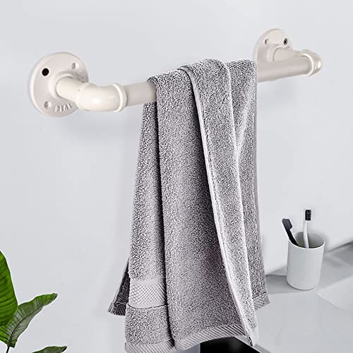 Hoemlim Pipe Towel Bar Wall Mounted Industrial Towel Rack Holder Rustic Heavy Duty Bathroom Hardware(12 Inch,White) #TOP3