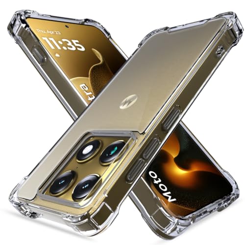 Image of Outlouders Back Cover for Motorola Moto Edge 70 Ultra 5G Clear Transparent PC + TPU Bumper Case with Raised Edges for Shockproof Protection (Transparent)