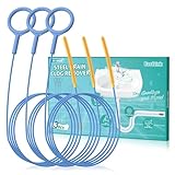 EastLink 50 Inch Extra-Long Drain Snake 3 Pack, Reusable Sink Snake with Easy-Rinse Barbed Tip, Anti-Break Flexible Steel Drain Clog Remover with Nylon Layer, Ideal for Bathroom, Shower and Bathtub