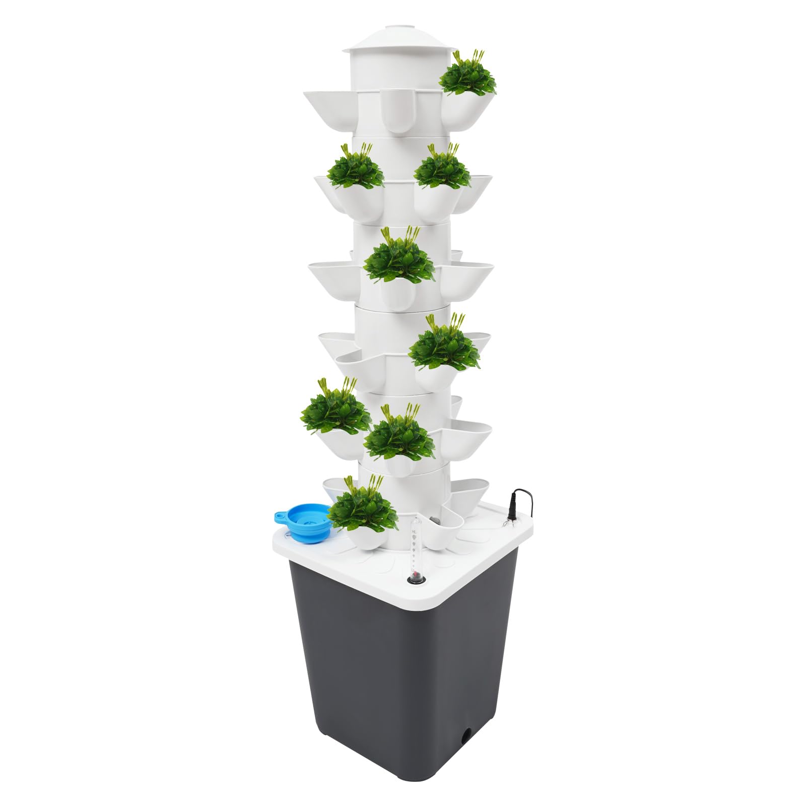 Hydroponic Tower 30 fori, 240 L/H Garden Grow System Kit idroponico Tower Sistema di coltivazione idroponica con pompa di idratazione, adattatore e serbatoio dell'acqua da 10 l