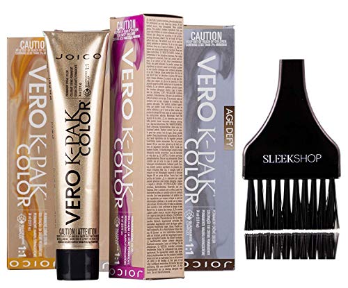 Joico VERO K-Pak Color AGE DEFY Permanent Creme Hair Color (with Sleek Tint Brush) (6NN+ Light Natural Natural Brown)