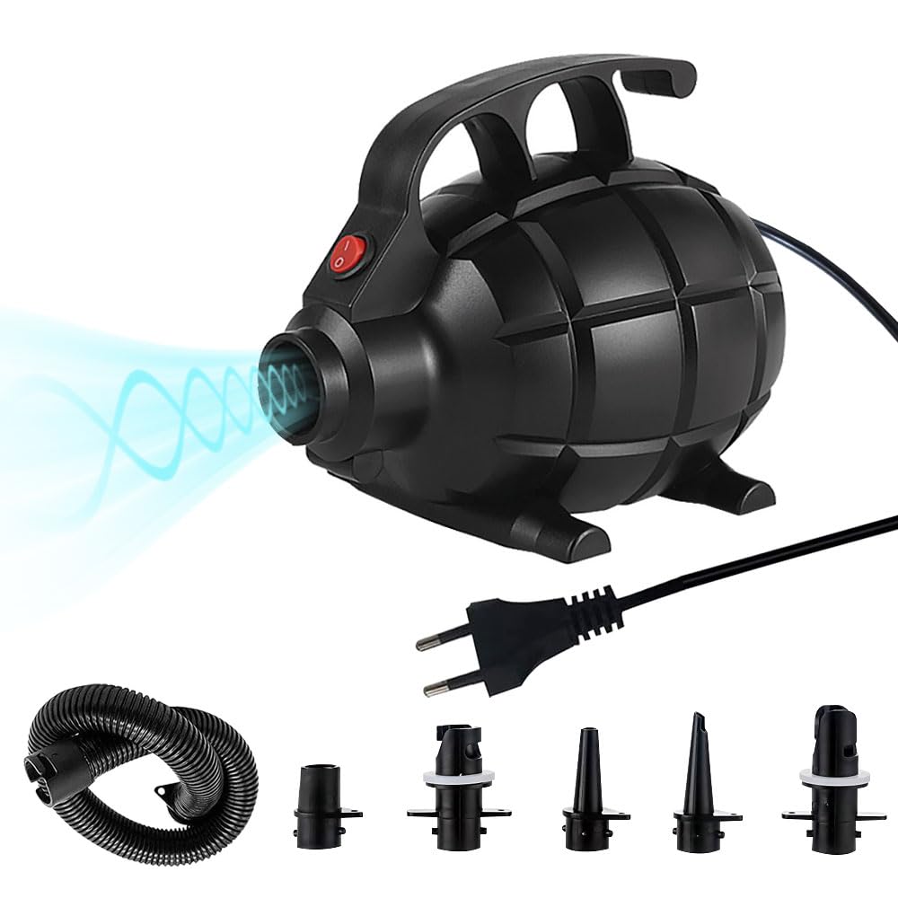 Elektrische Luftpumpe 600W, Airtrack Pumpe mit 5 Düsen, perfekt für Kinderbecken, Wassersport und Familienausflüge