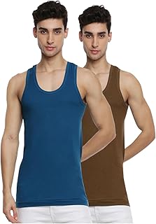 ramraj cotton Pack of 2 Men's Multicolor Scoop Neck Sleeveless Cotton Undershirt Vest(Multicolor;100)-picture-35