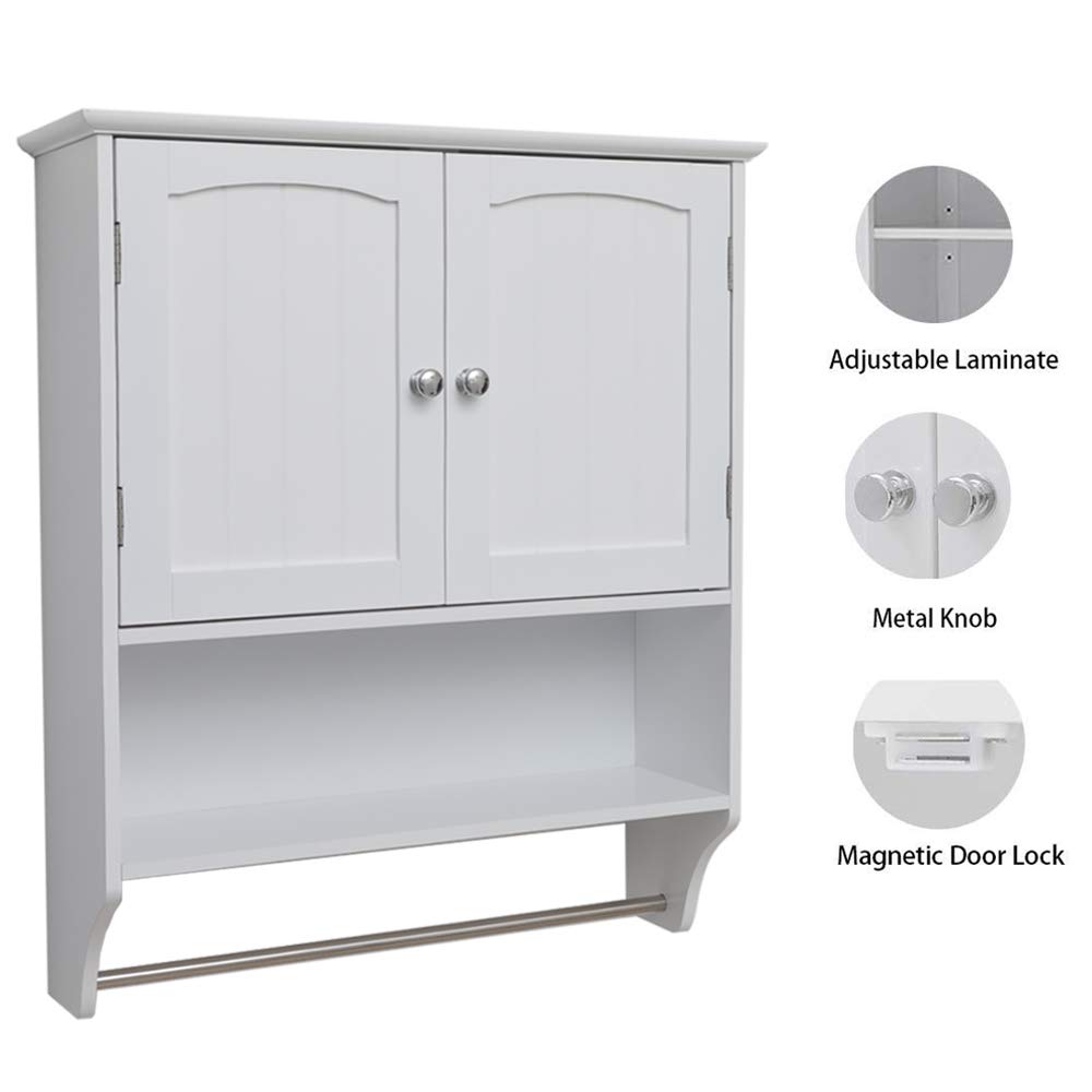 IWELL Wall Bathroom with 2 Shelf & Towels Bar, Medicine