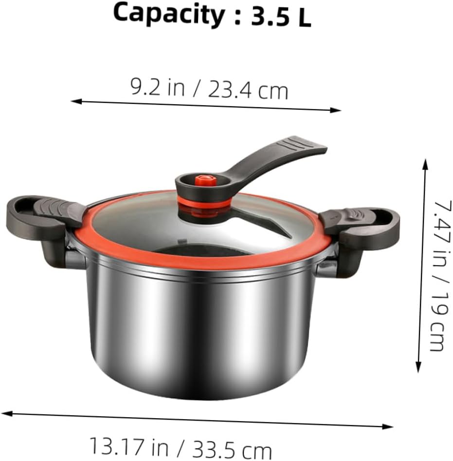 Stainless Steel Micro Pressure Cooker Slow Cooking Pot with Double Heat-resistant Handles for Steaming Braising Stewing Soup Household Use