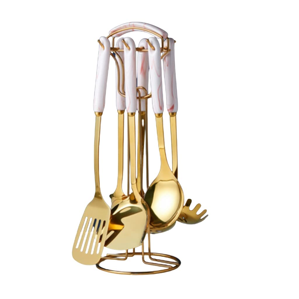 GTHTUHFD Cooking Utensil Set Stainless Steel Kitchen Utensil Set Ceramics Cookware Set With Utensils Holder For Home Kitchen Kitchen Gadgets Tools Cookware Set,D,C