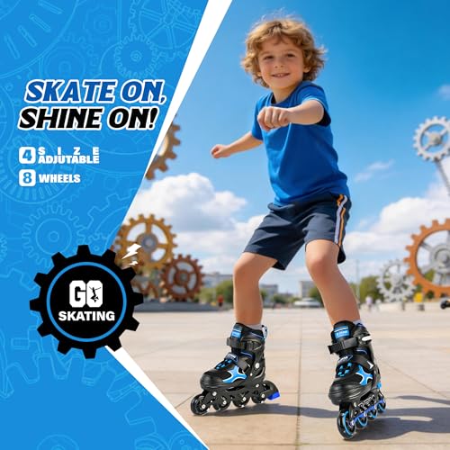 Image of 2PM SPORTS Inline Skates for Kids Girls Boys Ages 5-8 8-12 4-6 6-12 with Light Up Wheels, Adjustable Kids Roller Skates Blades for Adults Men Women Beginners Youths