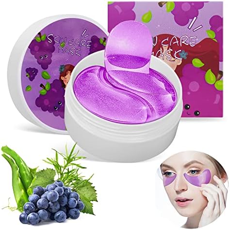 Under Eye Mask,Collagen Eye Mask,Grape Eye Mask,Anti Aging Eye Patches,Hyaluronic Acid Eye Masks for Relieving Fine Lines Wrinkles Eye Bags and Puffiness,60 Pcs