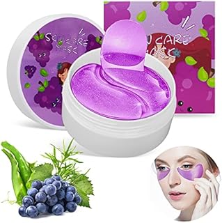 Under Eye Mask,Collagen Eye Mask,Grape Eye Mask,Anti Aging Eye Patches,Hyaluronic Acid Eye Masks for Relieving Fine Lines Wrinkles Eye Bags and Puffiness,60 Pcs