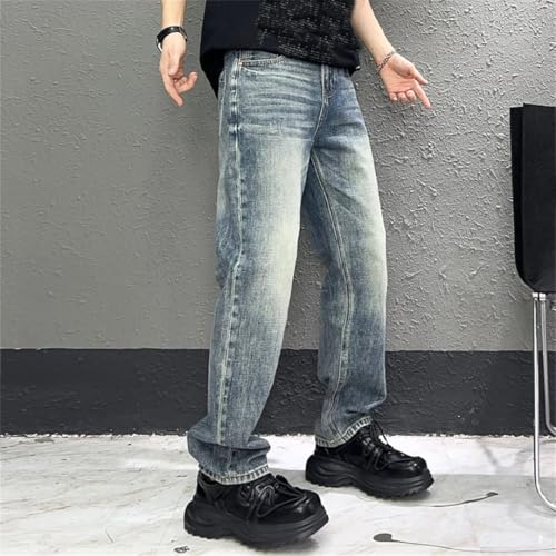 Men's Classic Casual Jeans Loose Straight Vintage Washed Light Color Jeans3