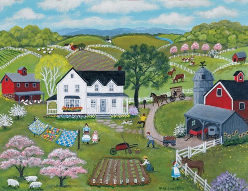 Lang Perfect Timing Drying The Quilts Boxed Notecard by Mary Singleton, 4 x 5 Inches, 13 Cards and Envelopes (1005278)