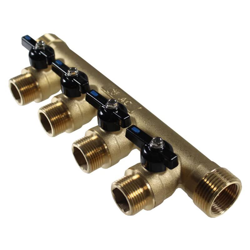 Arcanaute - Collecteur sanitaire avec mini-vannes - Collecteur Mini-vanne 1' (26/34) - 4 Départs Mâle 3/4' (20/27) - Arcanaute