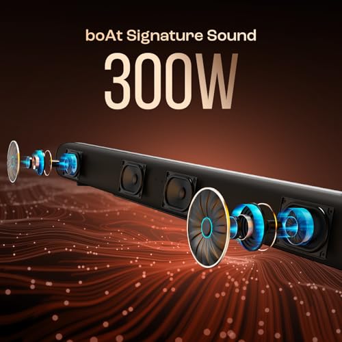 Image of Boat Aavante Bar A3070 Dolby, 300W Dolby Audio, 2.1CH Wired Subwoofer, BT v5.4, Dynamic LEDs,Multi Connectivity, EQ Modes, Bluetooth Sound Bar, Home Theatre Soundbar Speaker (Premium Black)