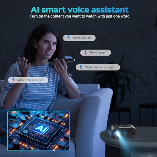 Image of [Google TV /Voice Control]GooDee 4K UHD Smart Projector with WiFi and Bluetooth, Portable Movie Projector Applicable Netflix,Prime Video,YouTube Built-in, Dolby Sound Home Theater for Indoor /Outdoor