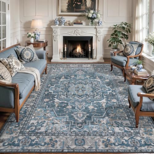 Image of Tangsoo Farmhouse 6x9 Washable Area Rugs for Living Room, Non Slip Rug