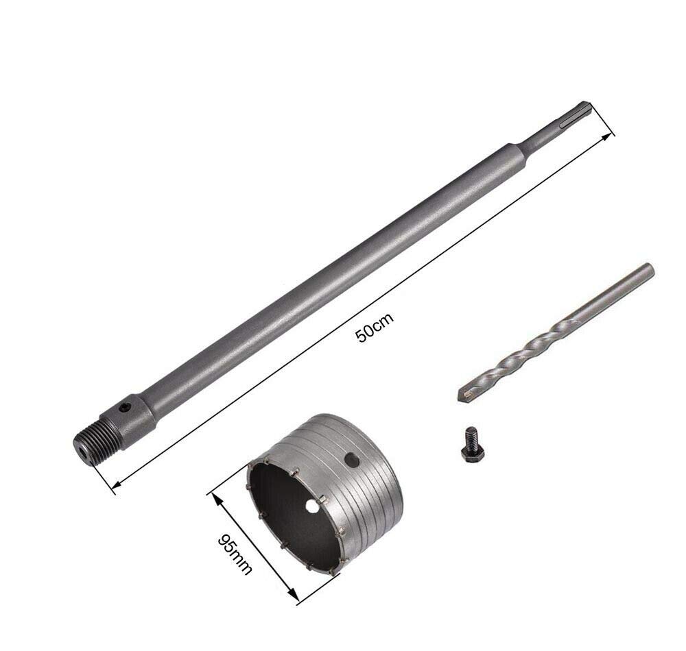 Kovalmax® FRESA A TAZZA 95 MM ASTA PROLUNGA 50 CM PER TRAPANO ATTACCO SDS PLUS