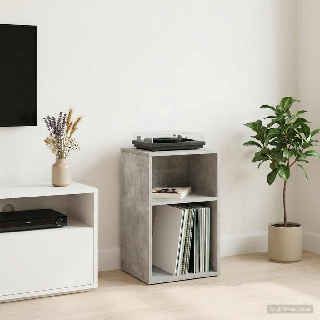 Mueble porta vinilos gris cemento 38 x 33 x 61 cm de madera ingenierizada