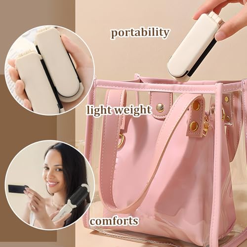 Image of TORMEN 2 Pack Folding Travel Hair Brushes with Mirror | Compact folding travel hair brush with detachable mirror. Scalp massage comb, portable design. Women, men, and kids travel