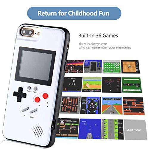Bangting Handheld Game Console Phone case with 2 Game Screen Protector - Retro 3D Phone Protective case with 36 Classic Game - Video Game Phone Case Compatible with iPhone (White, iPhone 6/6S/7/8)