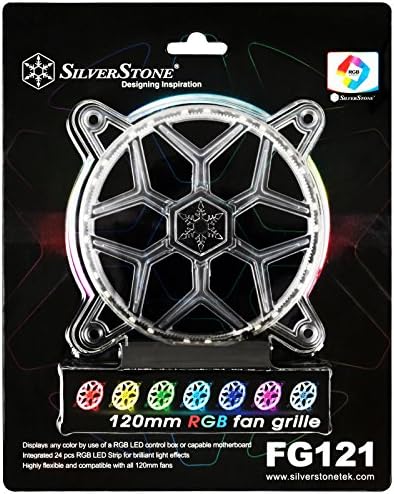 SilverStone Technology 120mm RGB LED Fan Guard / Grill for ASUS AURA SYNC / MSI Mystic Light Sync / ASROCK AURA RGB / BIOSTAR RACING and Others FG121