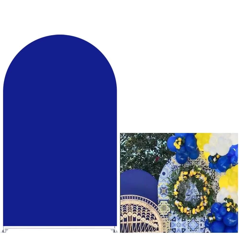 afoloa Dark Blue Solid Arch Backdrop Covers for Positano Parties Arched Stand Stretchy Fabric Cover Porcelain Party Decor Props(2.5x6ft)