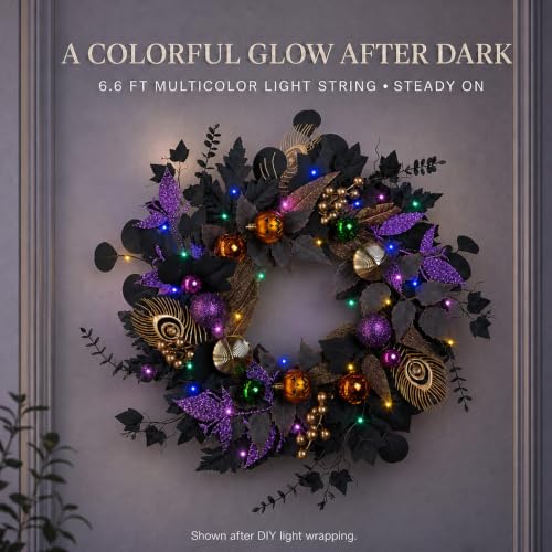 22-Inch Black and Purple Halloween Wreath - image 4