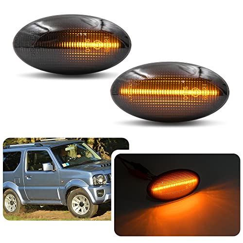 Clignotant latéral à LED fumé - Répéteur dynamique - Pour Suzuki Jimny 12-18 Swift 04 et plus récent - Grand Vitara 05-12 Ignis 17 et plus - Pour Opel Agila B Fiat Sedici Cover