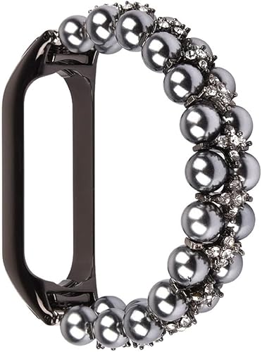 JHFBF WatchStrap Jewelry - Correa de reloj Mi Band de 6 correas con cuentas para Mi Band 5 Mi Band 4 3 Correa de reloj Miband (color gris perla,