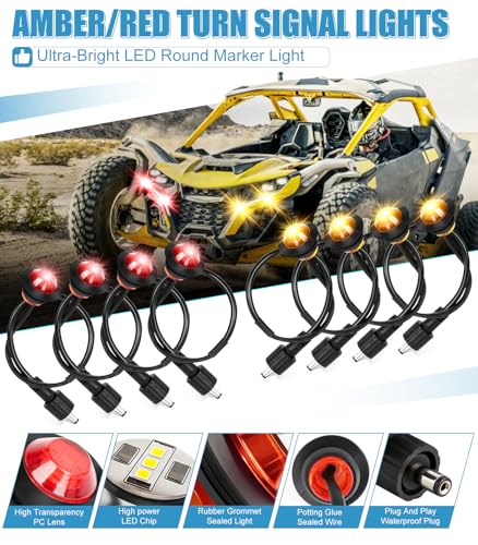 Image of SXS ATV UTV Turn Signal Assembly Kit with Horn & Rocker Switch Wiring Harness Kit, Pre-Wired, Plug and Play, Universal Blinker Street Legal Kit Fit for Polaris Can-Am Kawasaki Golf Cart CFMOTO