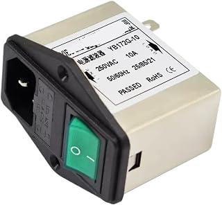Enchufe YB172G-1A/3A/6A/10A + Fusible Doble + Filtro de Fuente de alimentación conmutada de luz Verde 220V 250V(YB172G-10A)