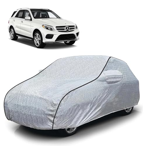 Image of Sulfar 100% Waterproof Car Body Cover Compatible with Mirror for Mercedes Benz GLE (Triple Stitched, Full Bottom Elastic, Magic Silver with Black Piping)