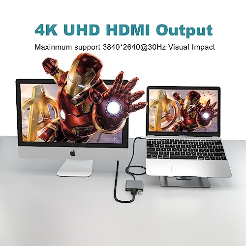 image for Battony USB C Multiport AV Adapter with 4K HDTV Output USB 3.0 Port, 5