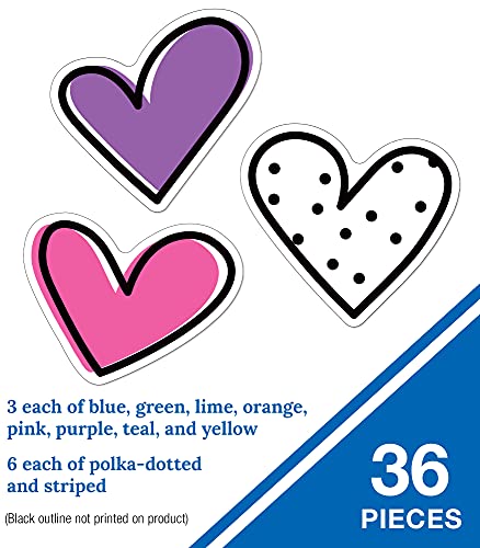 Carson Dellosa Kind Vibes 36-Piece Heart Bulletin Board Cutouts, Bright And Neon Colored And Black And White Heart Cutouts For Bulletin Board & Classroom Décor, Vibrant Classroom Cutouts #TOP1