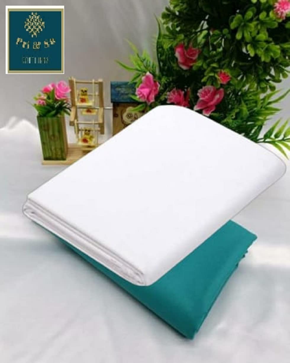 Pri & Su CottLinns Combo of Lycra Blend Solid Shirt & Trouser Fabric 900259 (White - Green)-picture-18